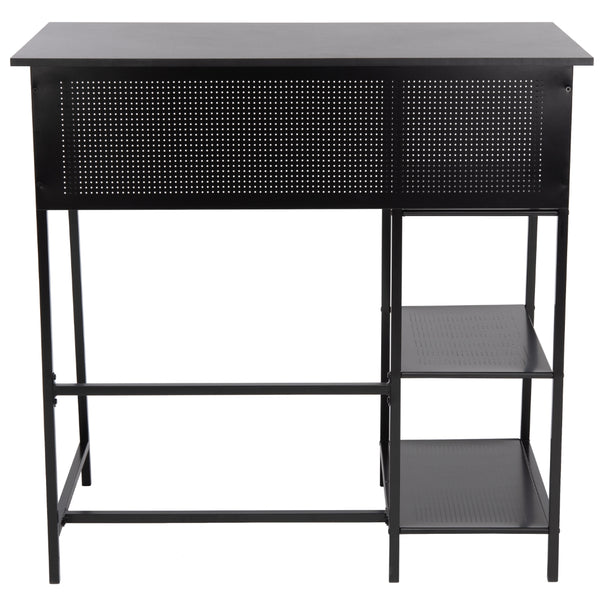 Hayden 3 Shelf Standing Desk in Black / Black
