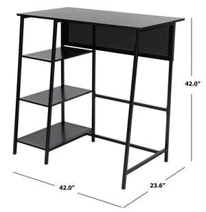 Hayden 3 Shelf Standing Desk in Black / Black