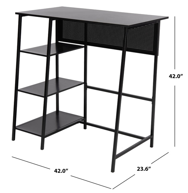Hayden 3 Shelf Standing Desk in Black / Black