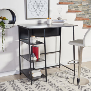 Hayden 3 Shelf Standing Desk in Black / Black