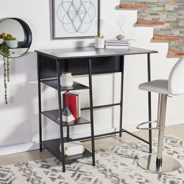 Hayden 3 Shelf Standing Desk in Black / Black