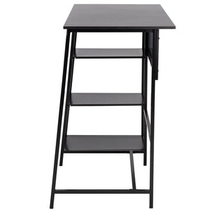 Hayden 3 Shelf Standing Desk in Black / Black