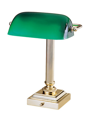 Shelburne Collection Polished Brass & Green Glass Lamp