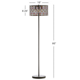 Mosiac Floor Lamp - Elegant Stained Glass Design with Jewel Tones, Oil Rubbed Bronze Base, 59.7" Height