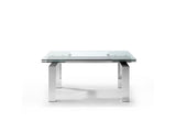 Cuatro Extendable Dining Table 1/2" Tempered Clear Glass Top, Aluminum Plates
