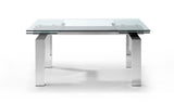 Cuatro Extendable Dining Table 1/2" Tempered Clear Glass Top, Aluminum Plates
