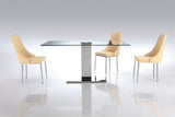 Genoa Dining Table With Clear Tempered Glass Top On Polished Stainless Steel Frame