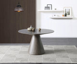 Kira Round Dining Table, Gray Oak Veneer Top And Base