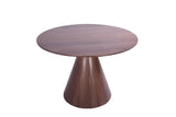 Kira Round Dining Table, Walnut Veneer Top And Base.