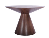 Kira Round Dining Table, Walnut Veneer Top And Base.