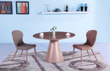 Kira Round Dining Table, Walnut Veneer Top And Base.