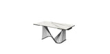 Roma Extendable Dining Table, 8 Mm Glass + 3 Mm White Ceramic Top, Black Powder Quoted Metal Base