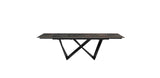 Jack Extendable Dining Table, 8Mm Glass +3Mm Ceramic Top, Matte Black Powder Coated Metal Base