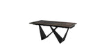 Jack Extendable Dining Table, 8Mm Glass +3Mm Ceramic Top, Matte Black Powder Coated Metal Base