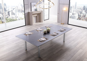 Tiana Tennis Game Table, Can Be Used As Large Dining Table, Dark Grey Ceramic Glass Top. Metal F...