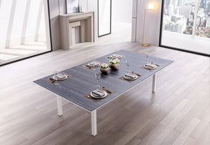 Tiana Tennis Game Table, Can Be Used As Large Dining Table, Light Grey Ceramic Glass Top. Metal ...