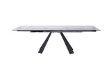 Chicago Extendable Dining Table 10Mm Tempered Clear Glass Top, Sanded Black Metal Legs