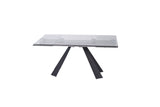 Chicago Extendable Dining Table 10Mm Tempered Clear Glass Top, Sanded Black Metal Legs