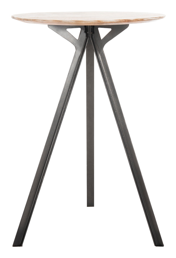 Axel Tripod Pub Table - Contemporary Grey Wash Finish with Chic Black Legs for Modern Living Spaces