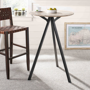 Axel Tripod Pub Table - Contemporary Grey Wash Finish with Chic Black Legs for Modern Living Spaces