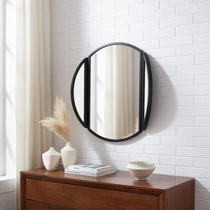 Walker Edison Dottie Modern/Contemporary Round Wall Mirror with Hinging Sides DTTA6JBL
