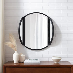 Walker Edison Dottie Modern/Contemporary Round Wall Mirror with Hinging Sides DTTA6JBL