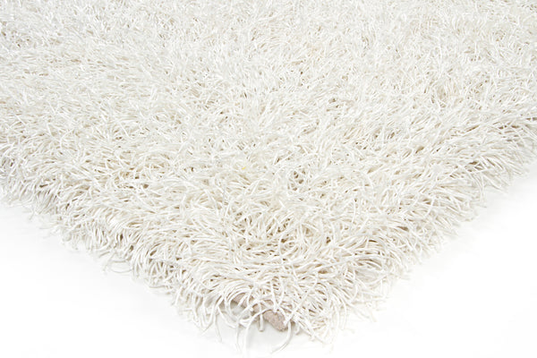 Chandra Rugs Duke 100% Polyester Hand-Woven Contemporary Shag Rug White 9' x 13'