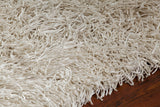 Chandra Rugs Duke 100% Polyester Hand-Woven Contemporary Shag Rug White 9' x 13'