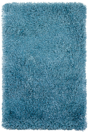 Chandra Rugs Duke 100% Polyester Hand-Woven Contemporary Shag Rug Blue 9' x 13'