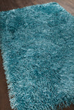 Chandra Rugs Duke 100% Polyester Hand-Woven Contemporary Shag Rug Blue 9' x 13'