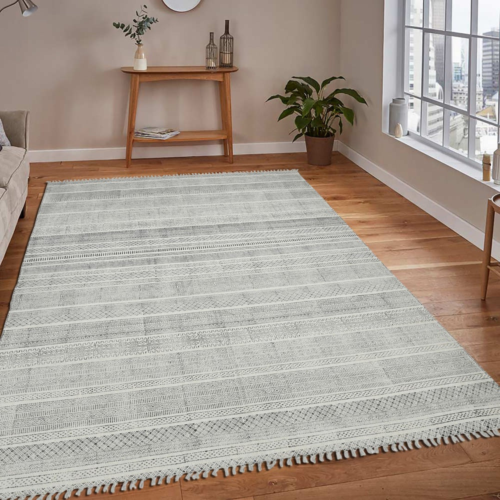 AMER Rugs DUNE DUN-1 Flat-Weave Geometric Transitional Area Rug Charcoal 8'6" x 12'