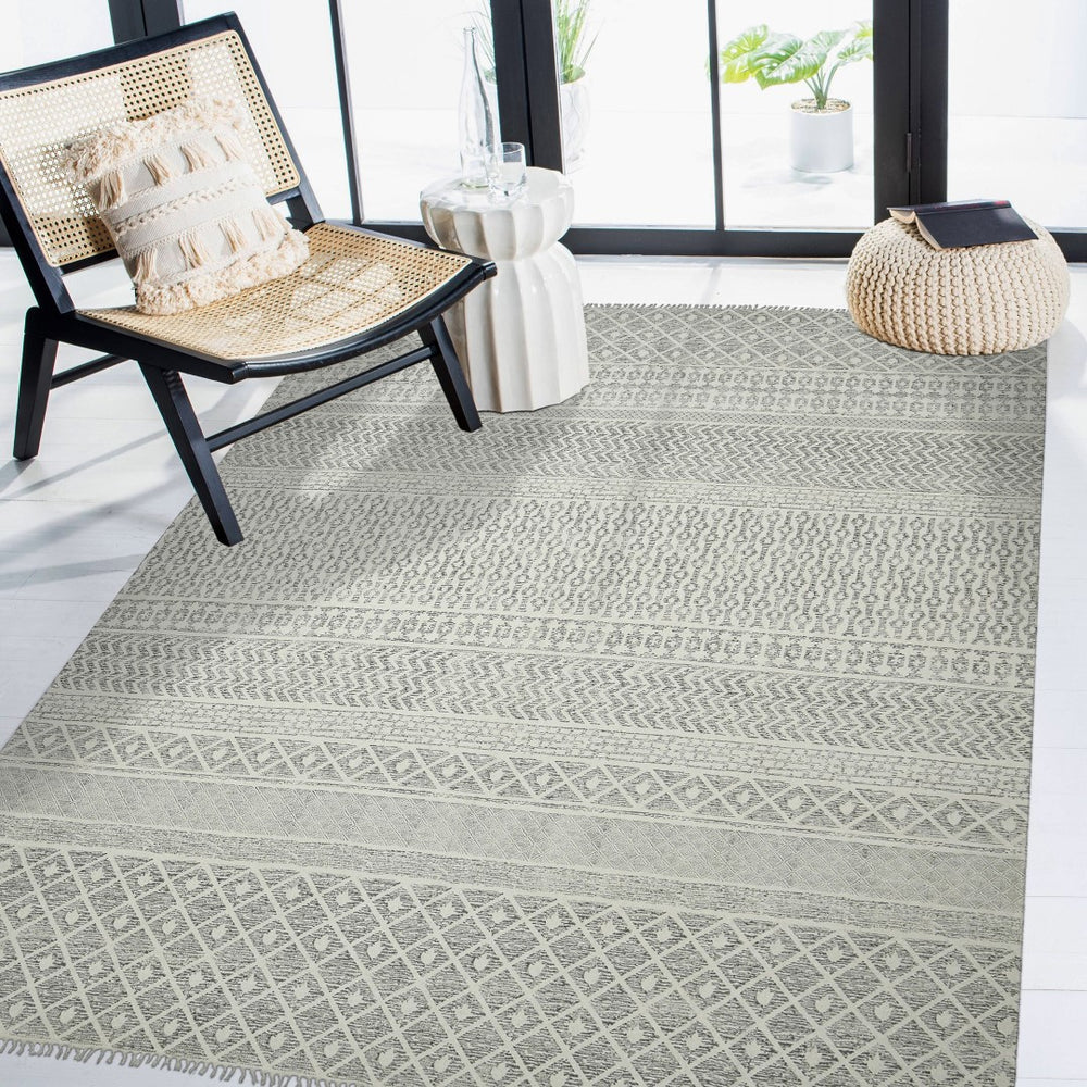 AMER Rugs DUNE DUN-5 Flat-Weave Geometric Transitional Area Rug Gray 8'6" x 12'
