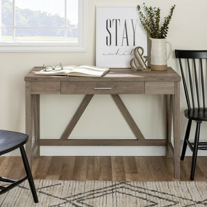 46" Rustic Farmhouse Wood Computer Desk Grey Wash