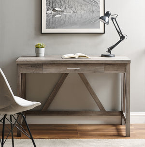 DW46AFGW - 46" Rustic Farmhouse Wood Computer Desk Barnwood