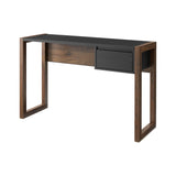 46" Fluted Drawer Writing Desk - Dark Walnut/Solid Black