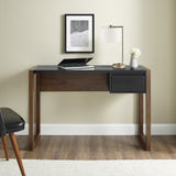 46" Fluted Drawer Writing Desk - Dark Walnut/Solid Black