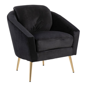 Dahlia Contemporary/Glam Accent Chair in Gold Steel and Black Velvet by LumiSource