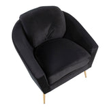 Dahlia Contemporary/Glam Accent Chair in Gold Steel and Black Velvet by LumiSource