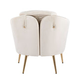 Dahlia Contemporary/Glam Accent Chair in Gold Steel and Cream Velvet by LumiSource