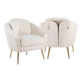Dahlia Contemporary/Glam Accent Chair in Gold Steel and Cream Velvet by LumiSource