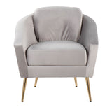 Dahlia Contemporary/Glam Accent Chair in Gold Steel and Silver Velvet by LumiSource