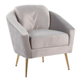 Dahlia Contemporary/Glam Accent Chair in Gold Steel and Silver Velvet by LumiSource