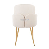 Dahlia Contemporary Dining Chair in Gold Metal and Cream Fabric with Chrome Accent by LumiSource - Set of 2