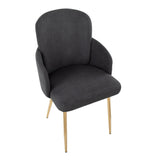 Dahlia Contemporary Dining Chair in Gold Metal and Grey Fabric with Chrome Accent by LumiSource - Set of 2