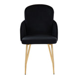 Dahlia Contemporary Dining Chair in Gold Metal and Black Velvet with Gold Accent by LumiSource - Set of 2