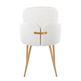 Dahlia Contemporary Dining Chair in Gold Metal and Cream Velvet with Gold Accent by LumiSource - Set of 2