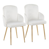 Dahlia Contemporary Dining Chair in Gold Metal and Cream Velvet with Gold Accent by LumiSource - Set of 2
