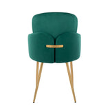 Dahlia Contemporary Dining Chair in Gold Metal and Green Velvet with Gold Accent by LumiSource - Set of 2
