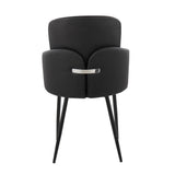 Dahlia Contemporary Dining Chair in Black Metal and Black Faux Leather with Chrome Accent by LumiSource - Set of 2