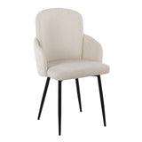 Dahlia Contemporary Dining Chair in Black Metal and Cream Fabric with Chrome Accent by LumiSource - Set of 2